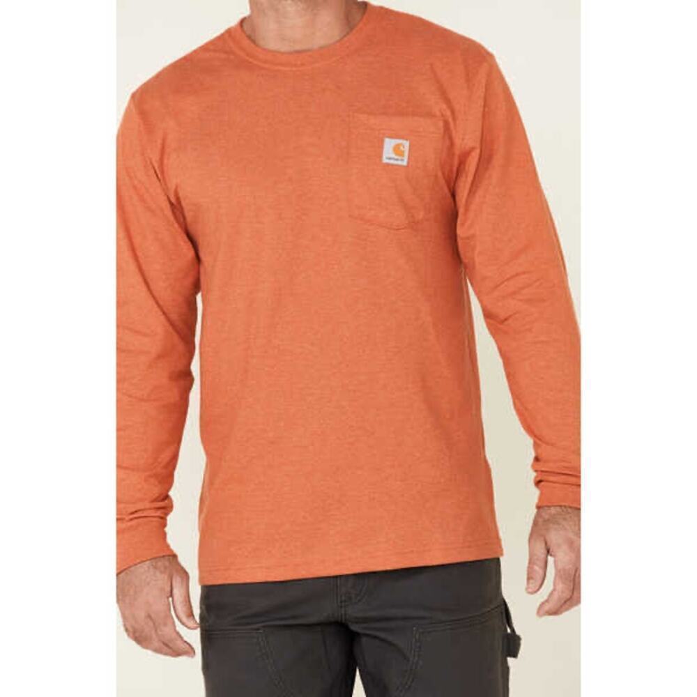 Mens size small Carhart Forced Relax Fit Long sleeve Burnt Orange pocket Tee​​​​